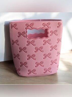 NEW Bath & Body Works Pink Bow Embellished Mini Reusable Gift Cosmetic Women Bag
